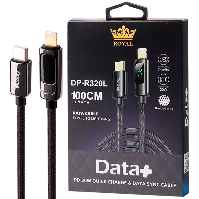 تصویر نقد و بررسی کابل USB-C به لایتنینگ دیتا پلاس سری رویال مدل Royal DP-R320L طول 1 متر